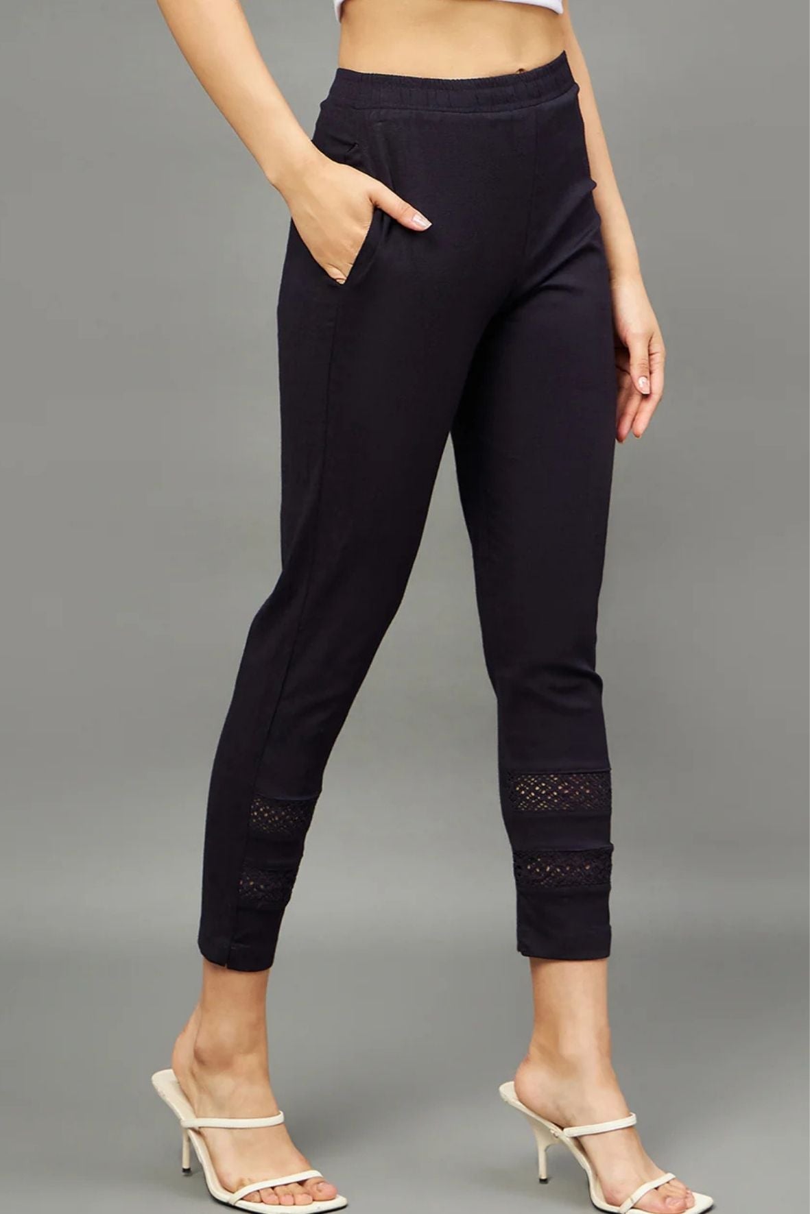 Navy Blue Double Lace Pants