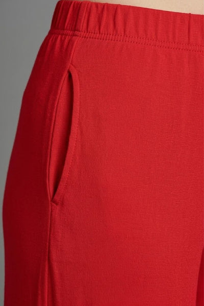 Red Plain Viscose Palazzo
