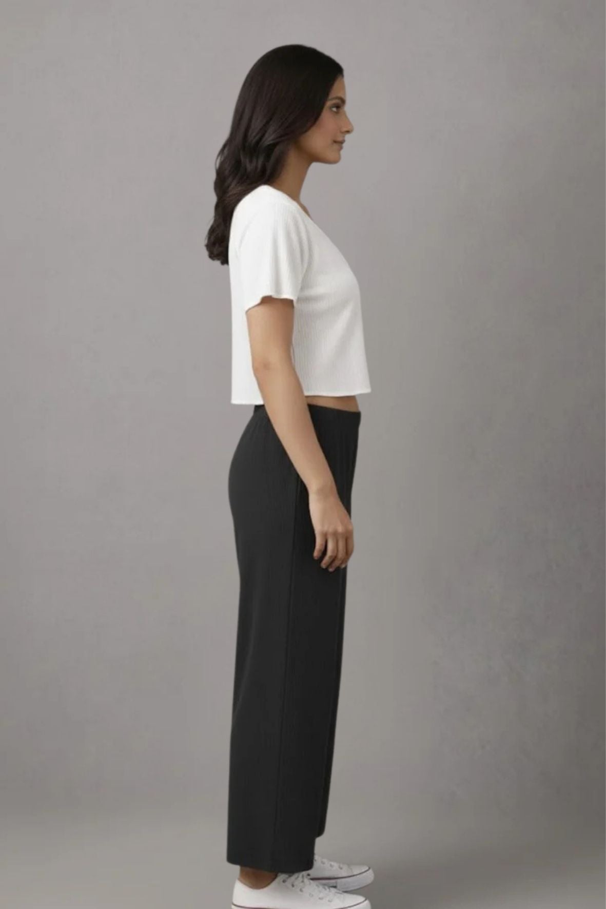 Black Zara Rib Palazzo
