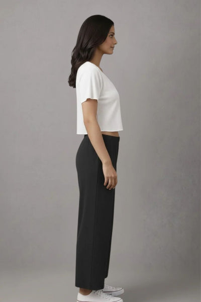 Black Zara Rib Palazzo