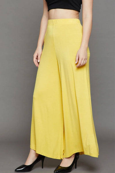 Yellow Plain Viscose Palazzo