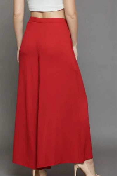 Red Plain Viscose Palazzo