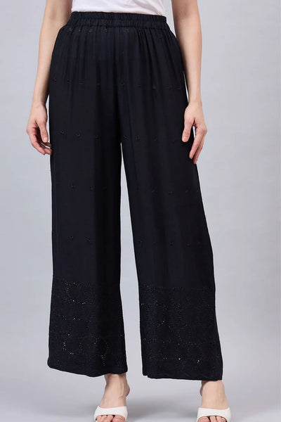 Black Chikankari Palazzos