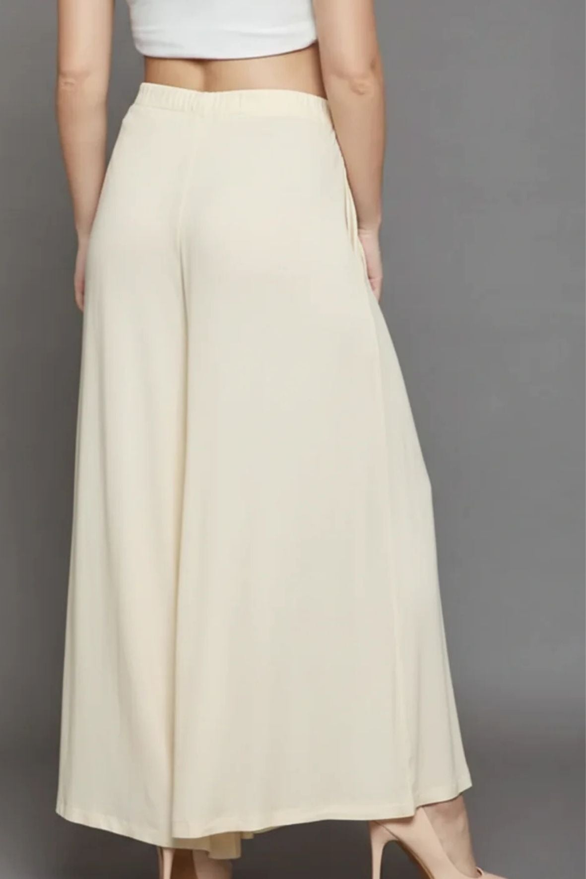 Cream Plain Viscose Palazzo