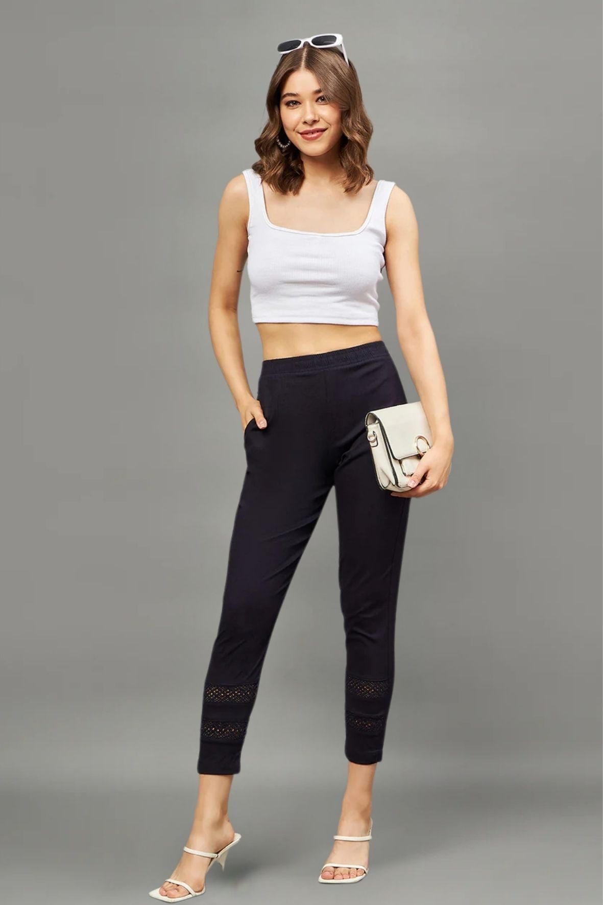 Navy Blue Double Lace Pants