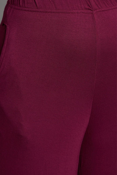 Maroon Plain Viscose Palazzo