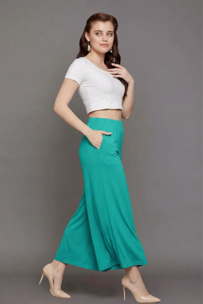 Rama Green Plain Viscose Palazzo
