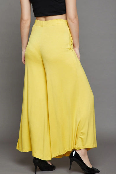 Yellow Plain Viscose Palazzo