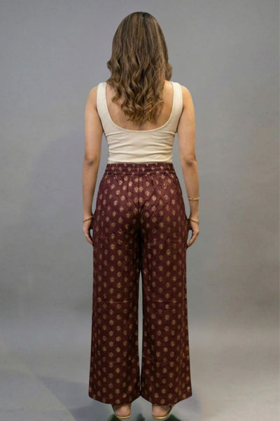 Red & Gold Buti Ethnic Printed Palazzo