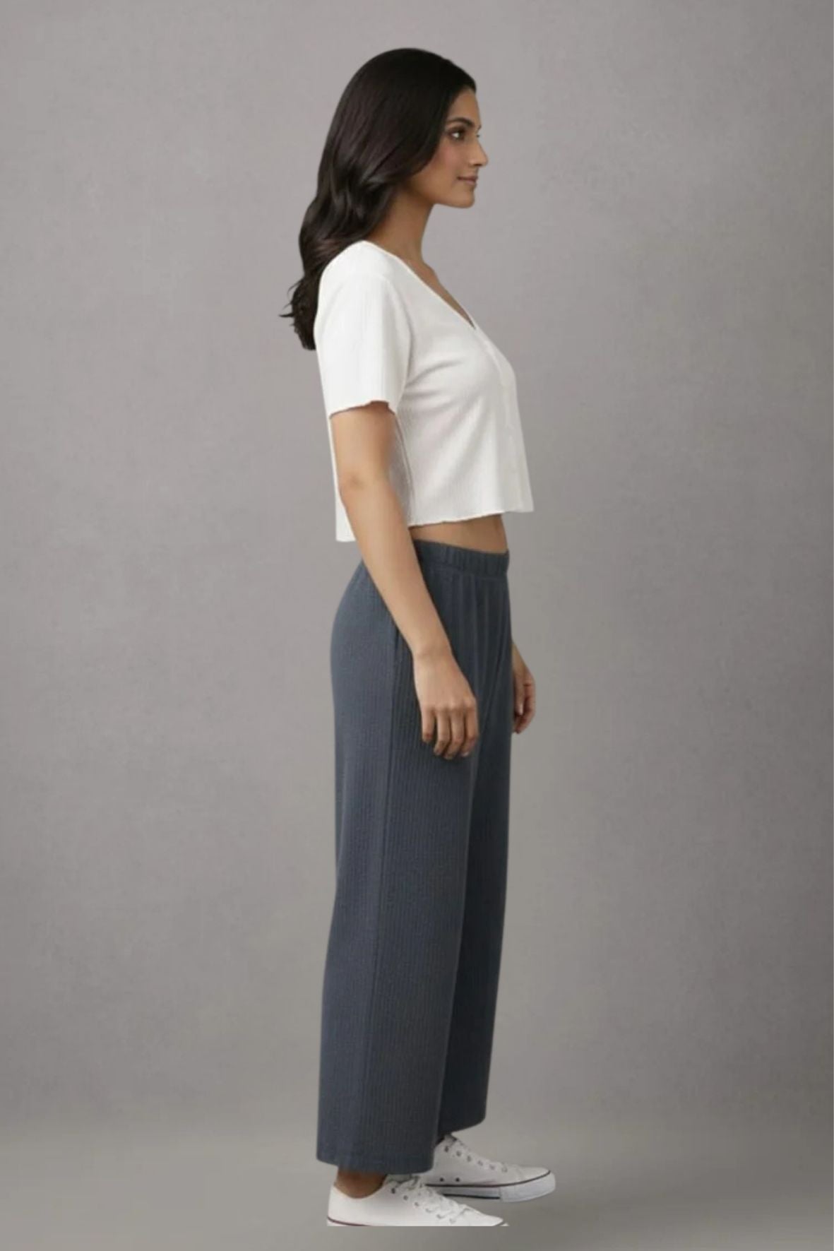 Grey Zara Rib Palazzo