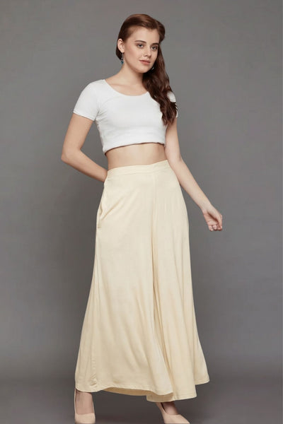 Cream Plain Viscose Palazzo