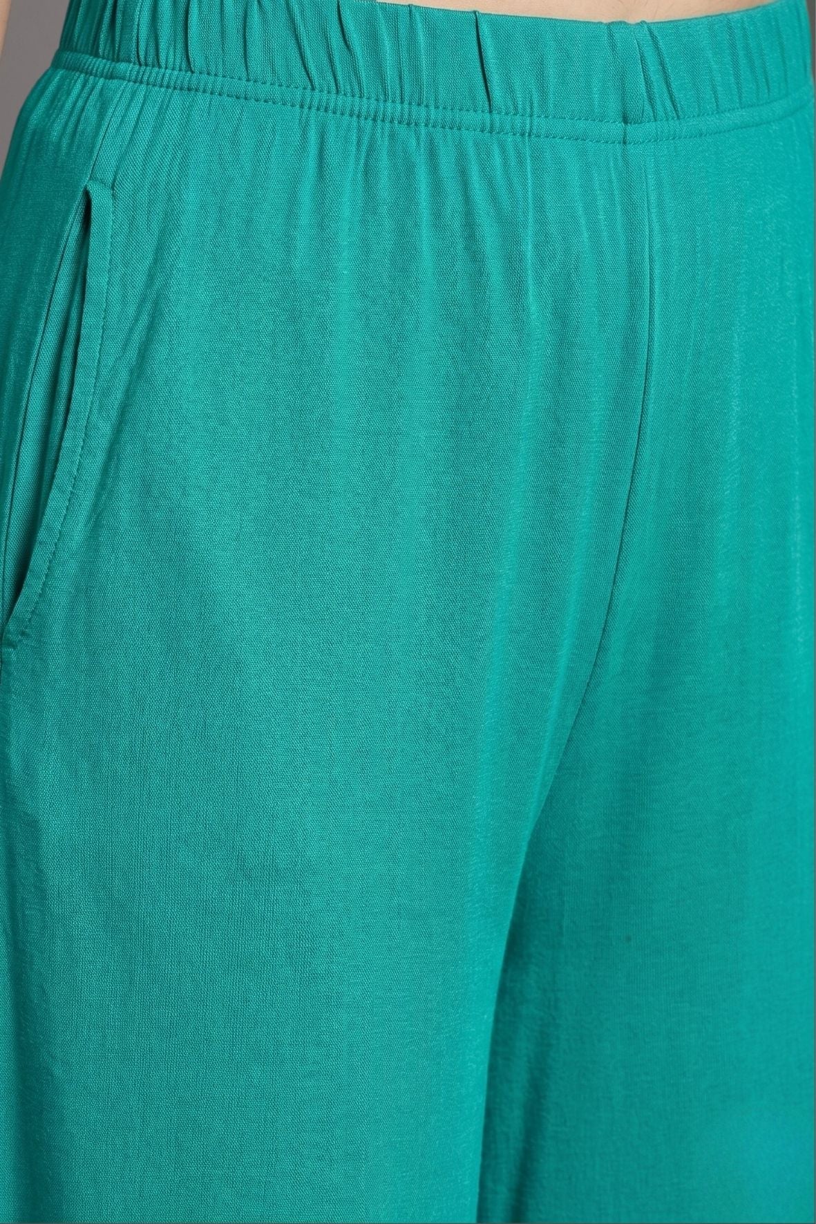 Rama Green Plain Viscose Palazzo