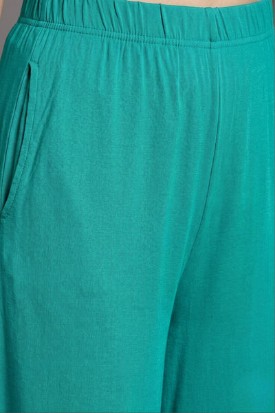 Rama Green Plain Viscose Palazzo
