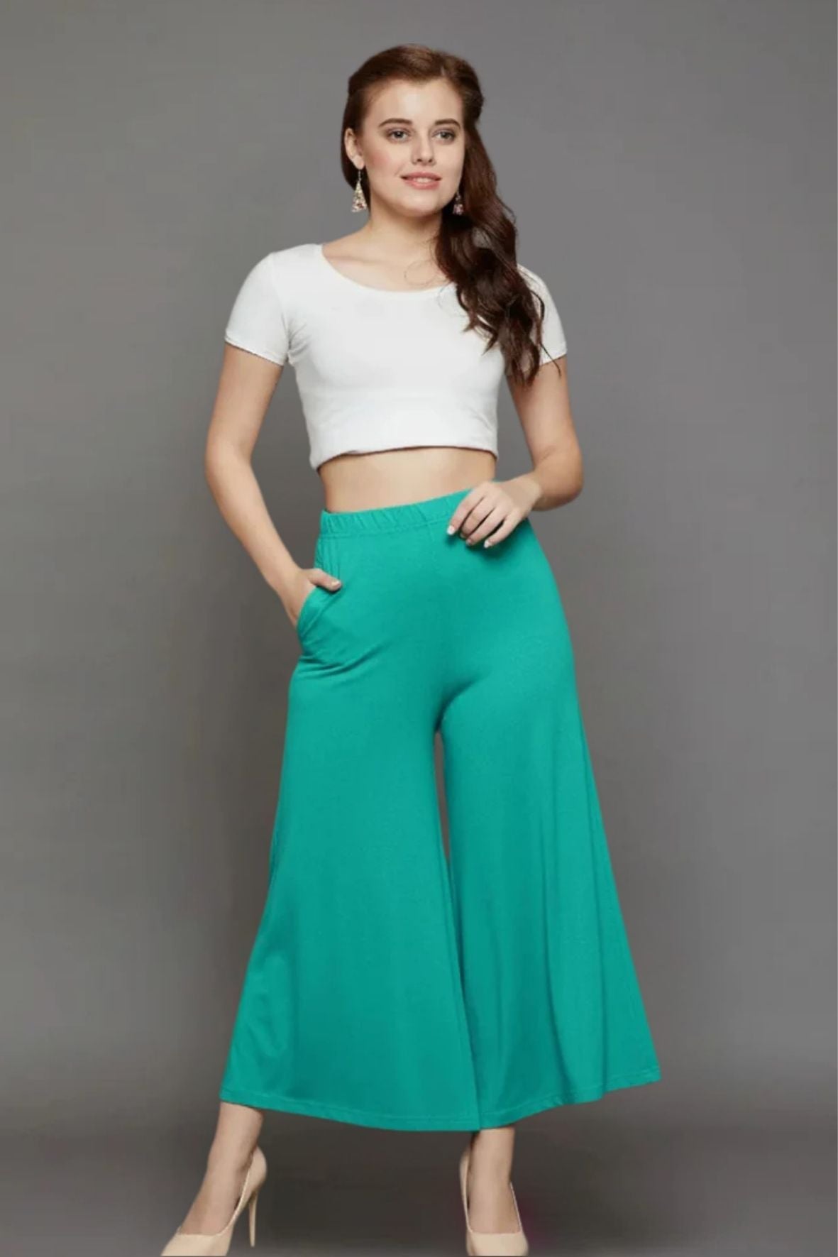 Rama Green Plain Viscose Palazzo