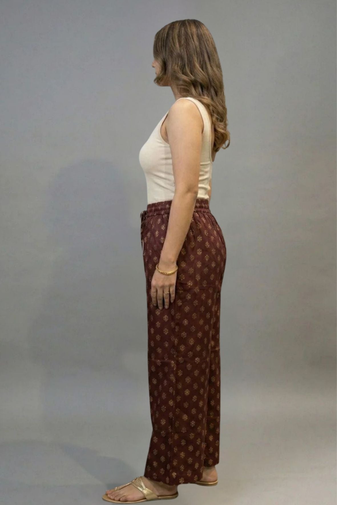 Red & Gold Buti Ethnic Printed Palazzo