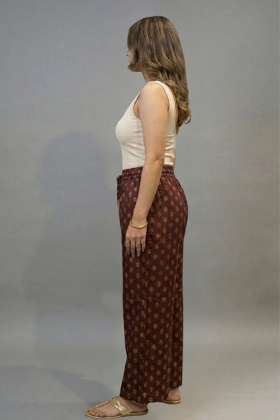 Red & Gold Buti Ethnic Printed Palazzo