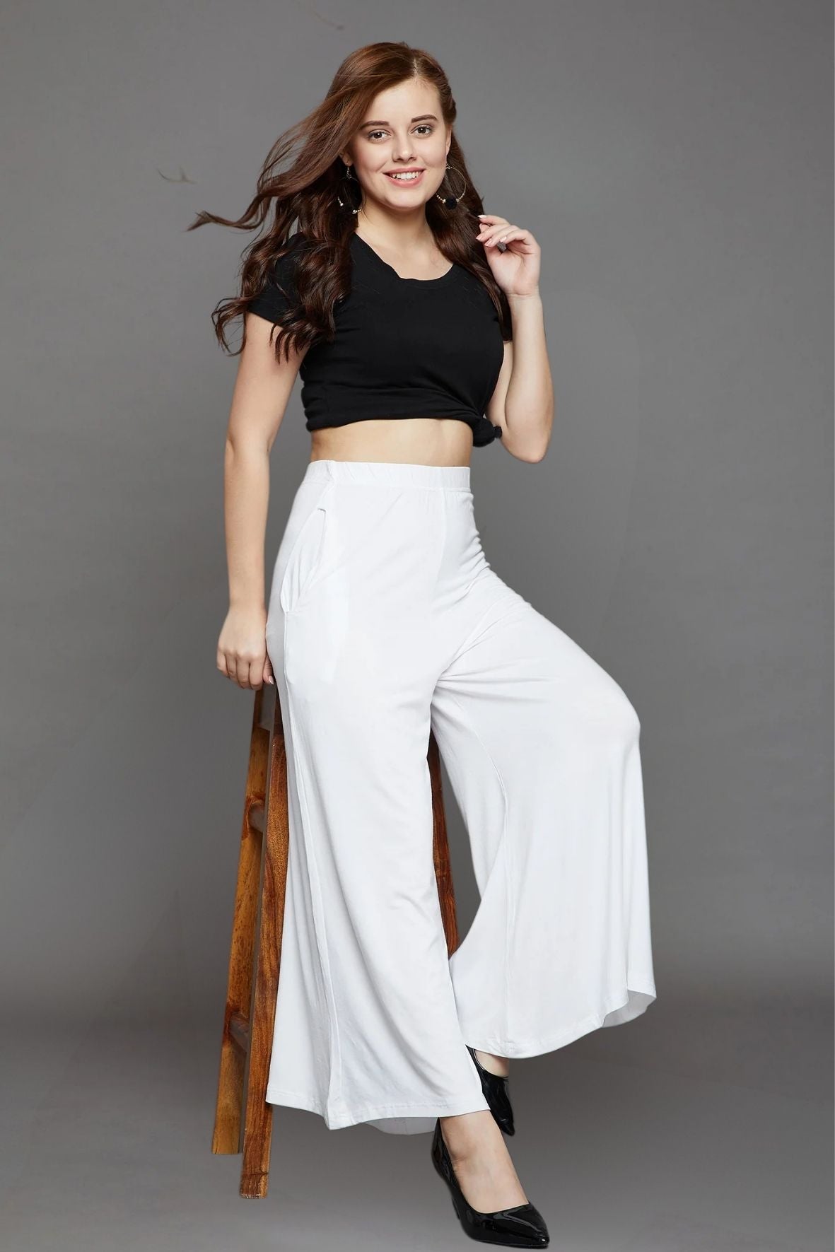 White Plain Viscose Palazzo