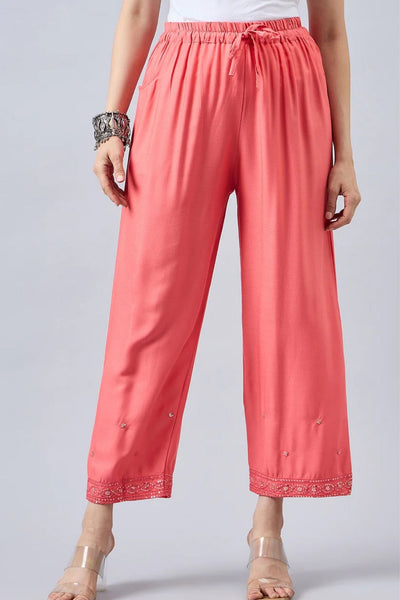 Peach Embellished Palazzo