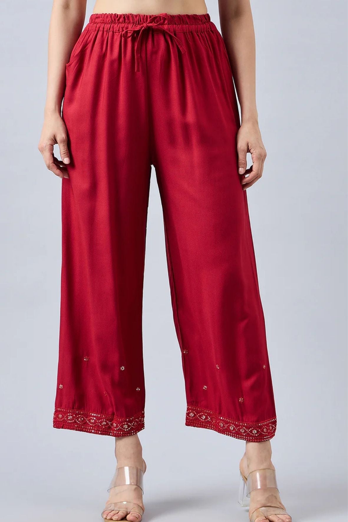 Maroon Embellished Palazzo