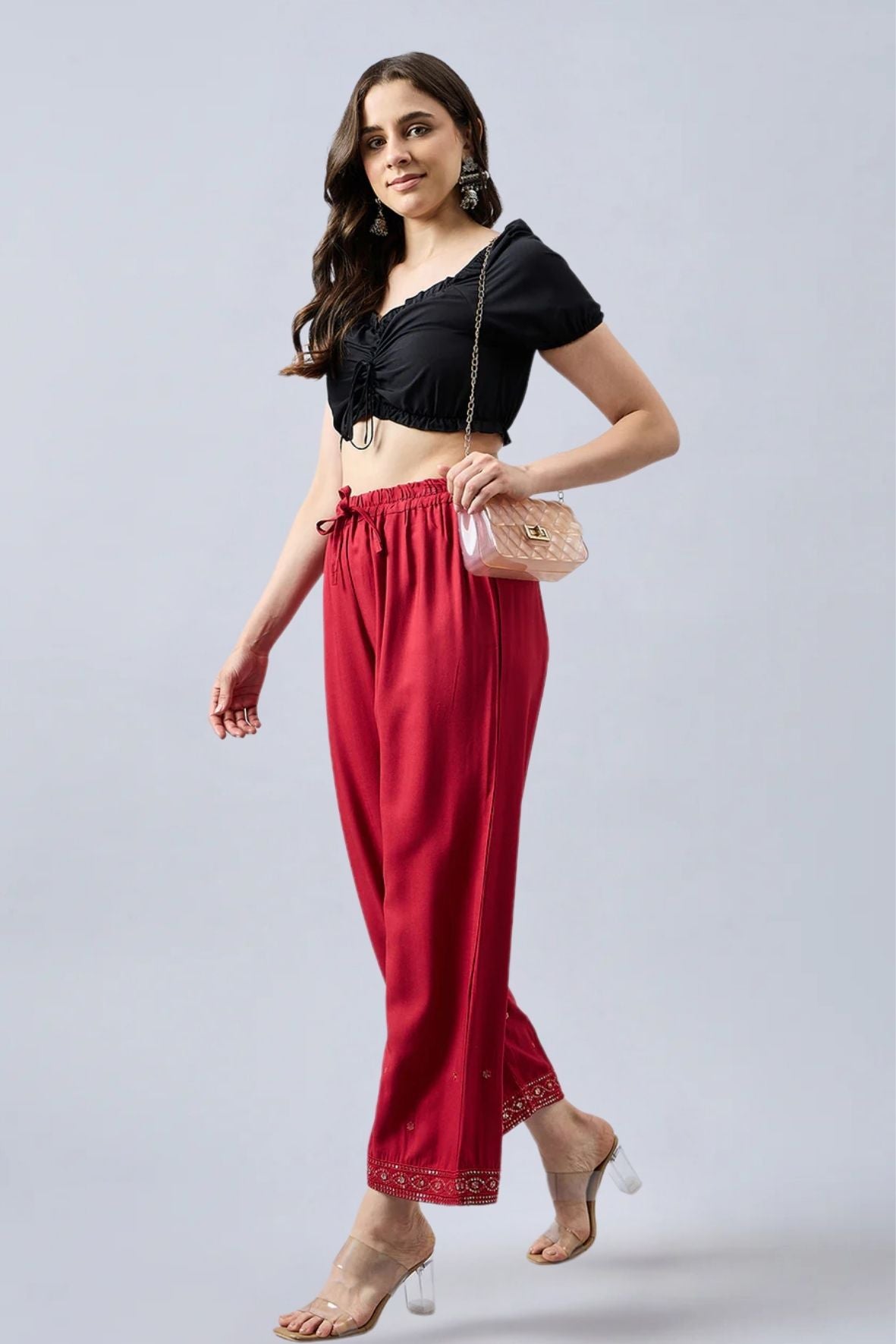 Maroon Embellished Palazzo