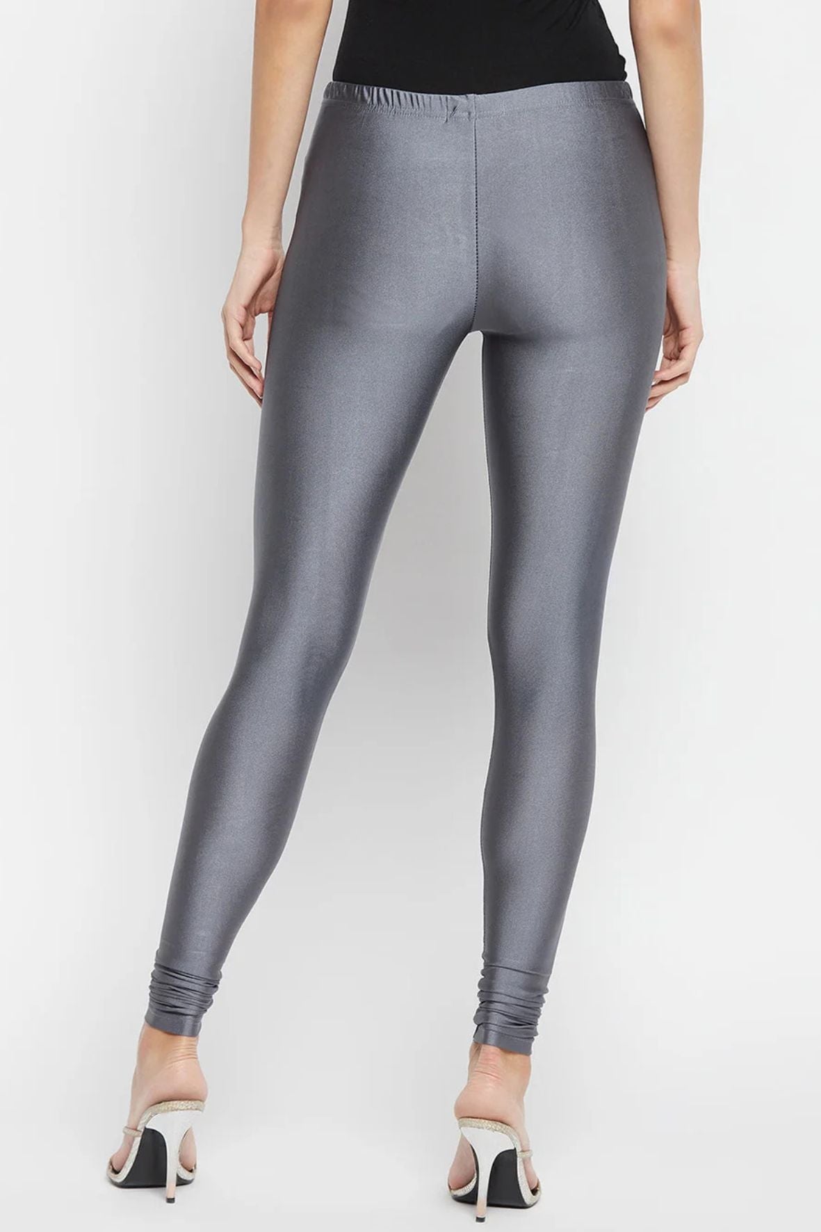 Dark Grey Metallic Leggings - Ankle Length
