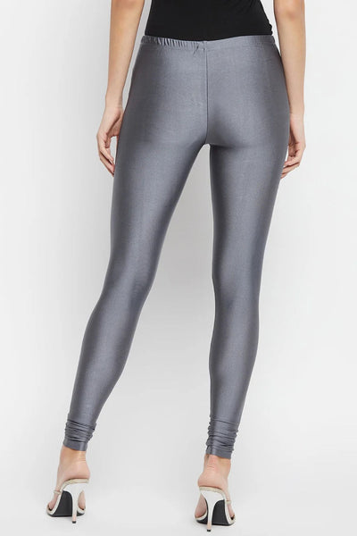 Dark Grey Metallic Leggings - Ankle Length