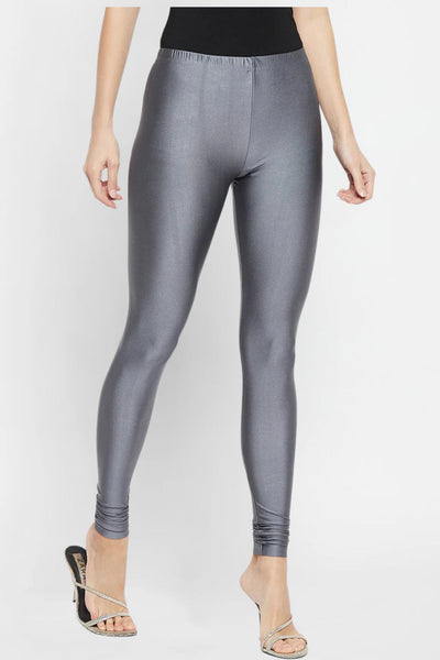 Dark Grey Metallic Leggings - Ankle Length