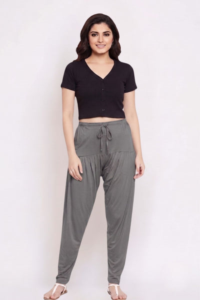 Dark Grey Plain Viscose Patiala