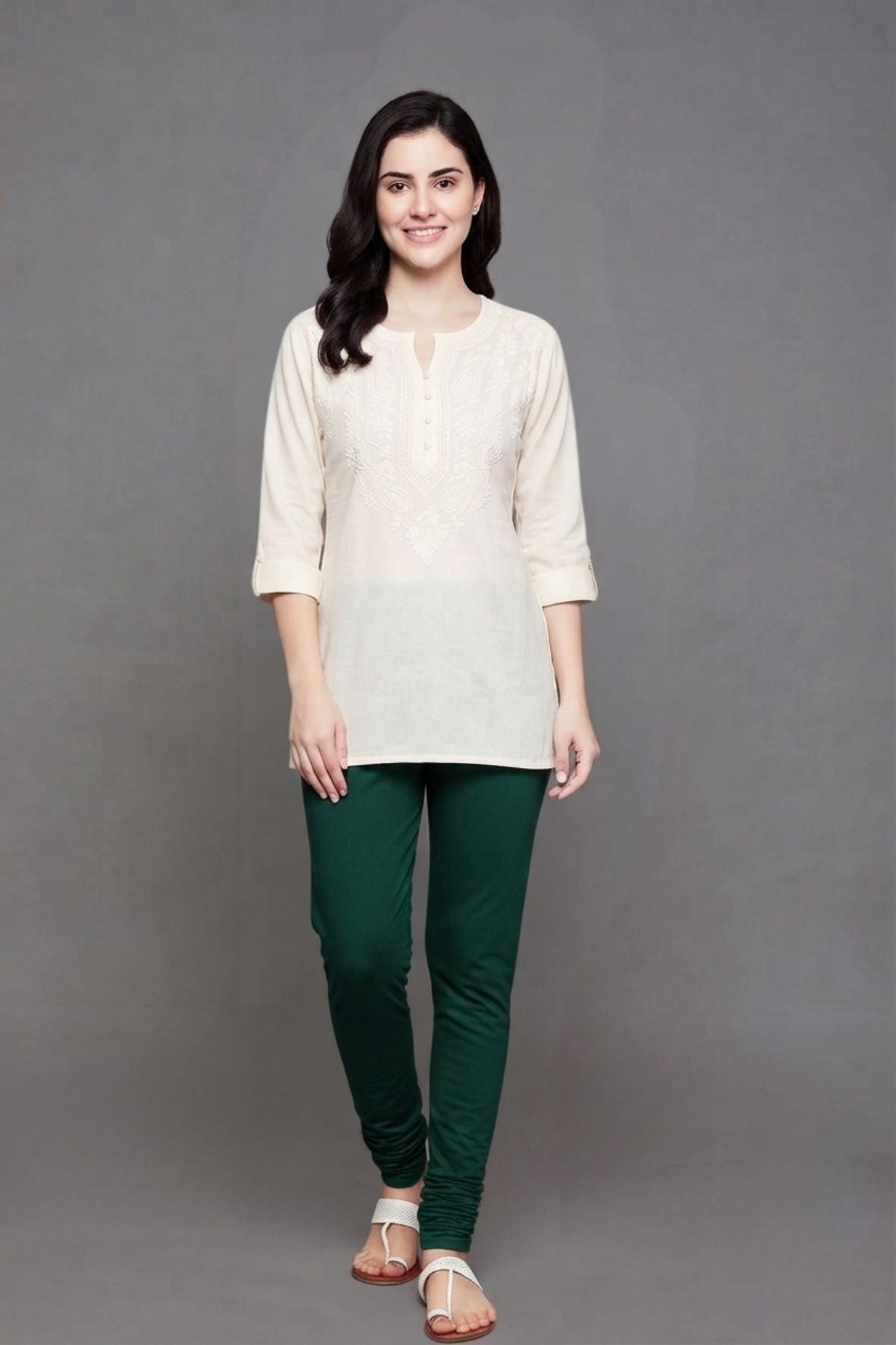 Green Viscose Ankle Legging