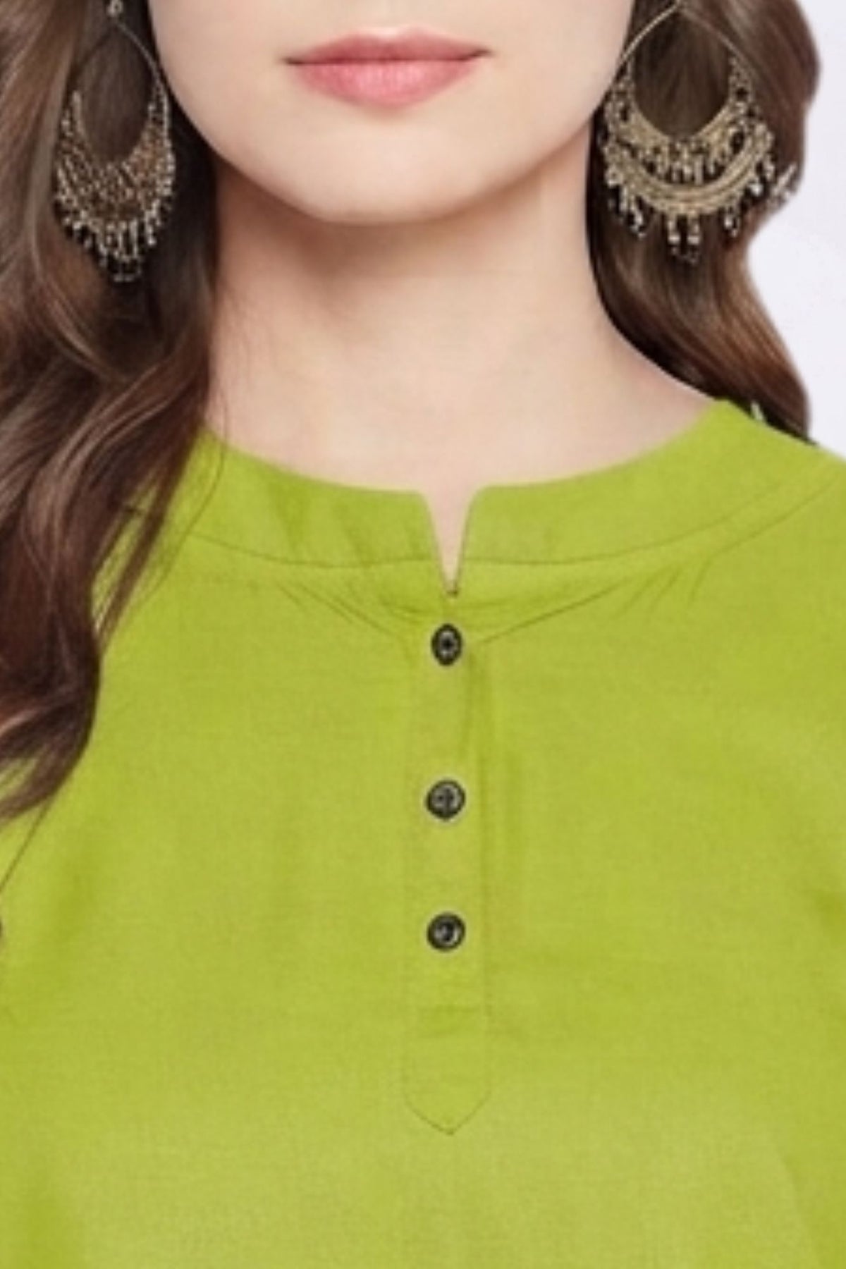 Green Solid Coloured Short Kurti - 32" Length