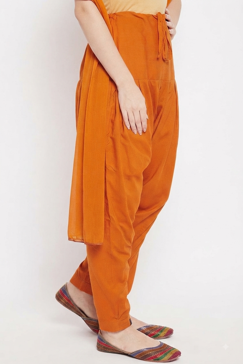 Dark Orange Rayon Plain Patiala (No Duppatta )