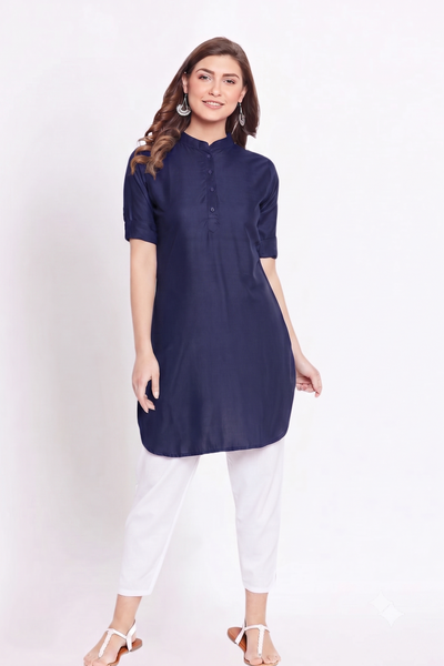 Navy Blue Solid Color Kurti