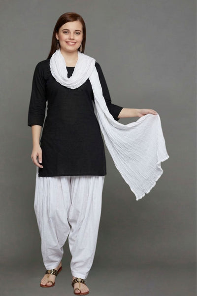 Pure White Plain  Cotton Patiala with Dupatta