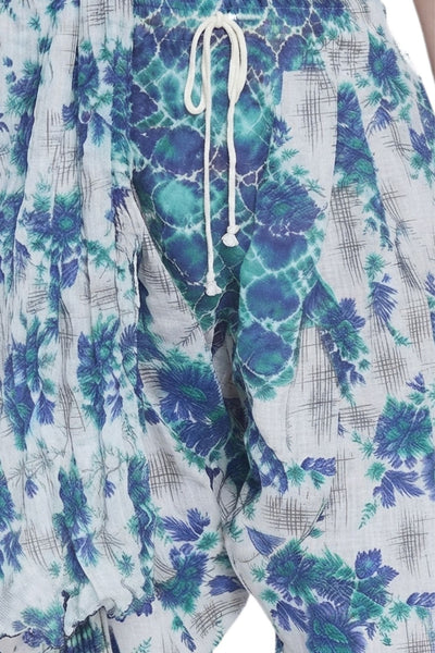 Blue Floral Printed Cotton Patiala with Dupatta