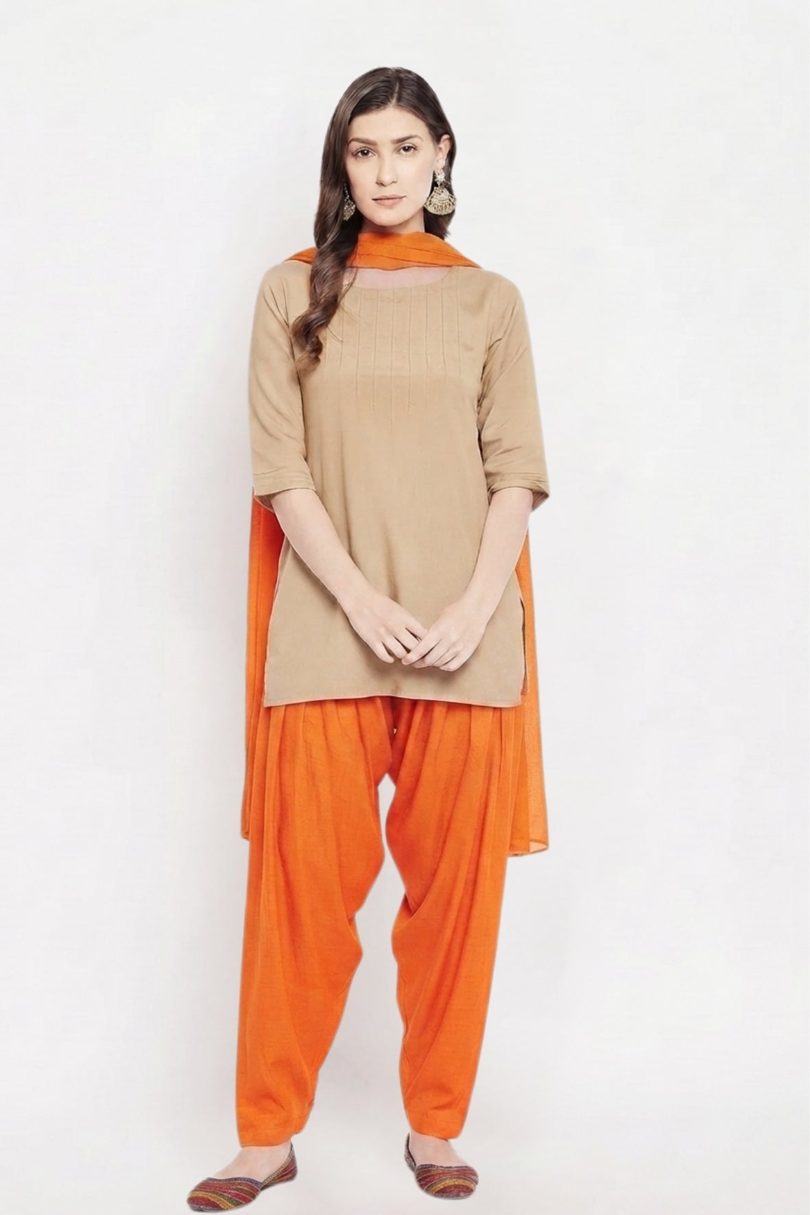 Dark Orange Rayon Plain Patiala (No Duppatta )