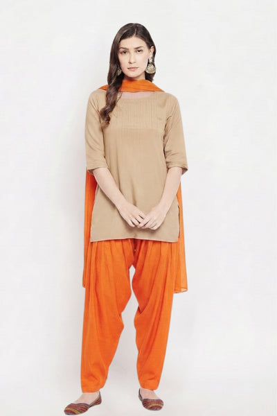 Dark Orange Rayon Plain Patiala (No Duppatta )