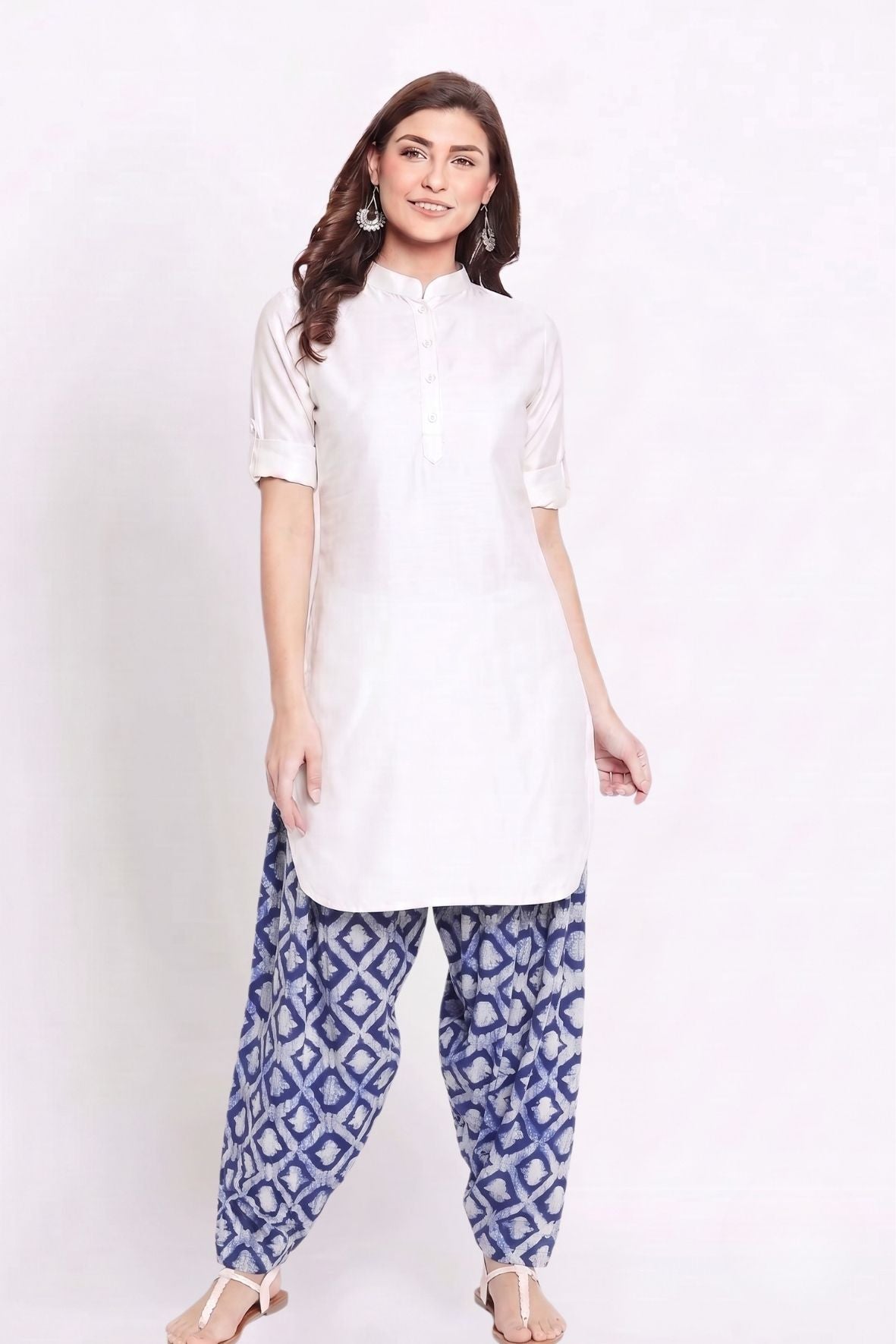 White Solid Color Kurti