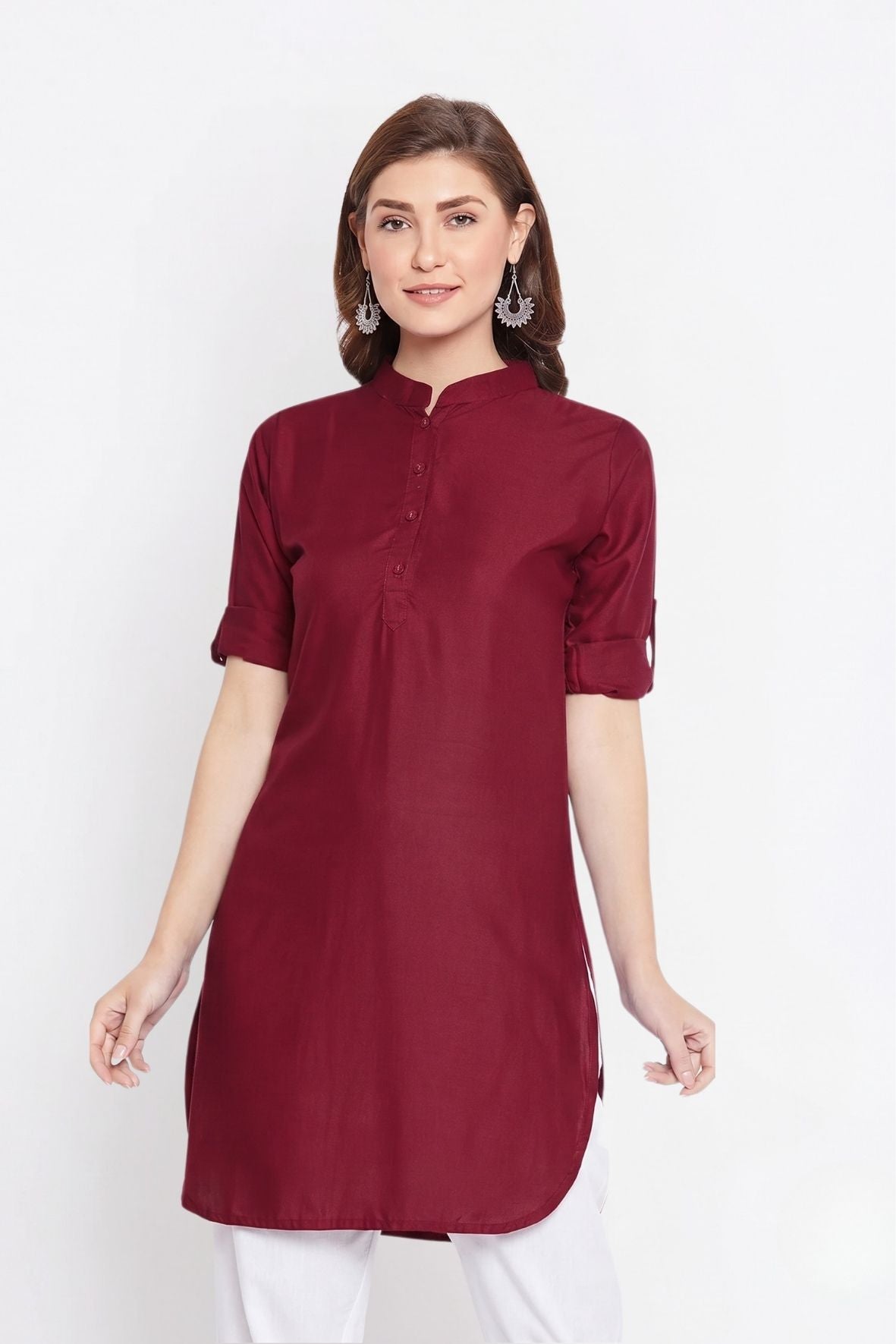 Maroon Solid Color Kurti