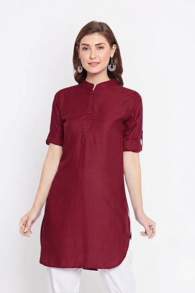Maroon Solid Color Kurti