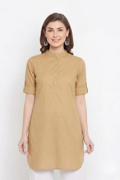 Beige Solid Color Kurti