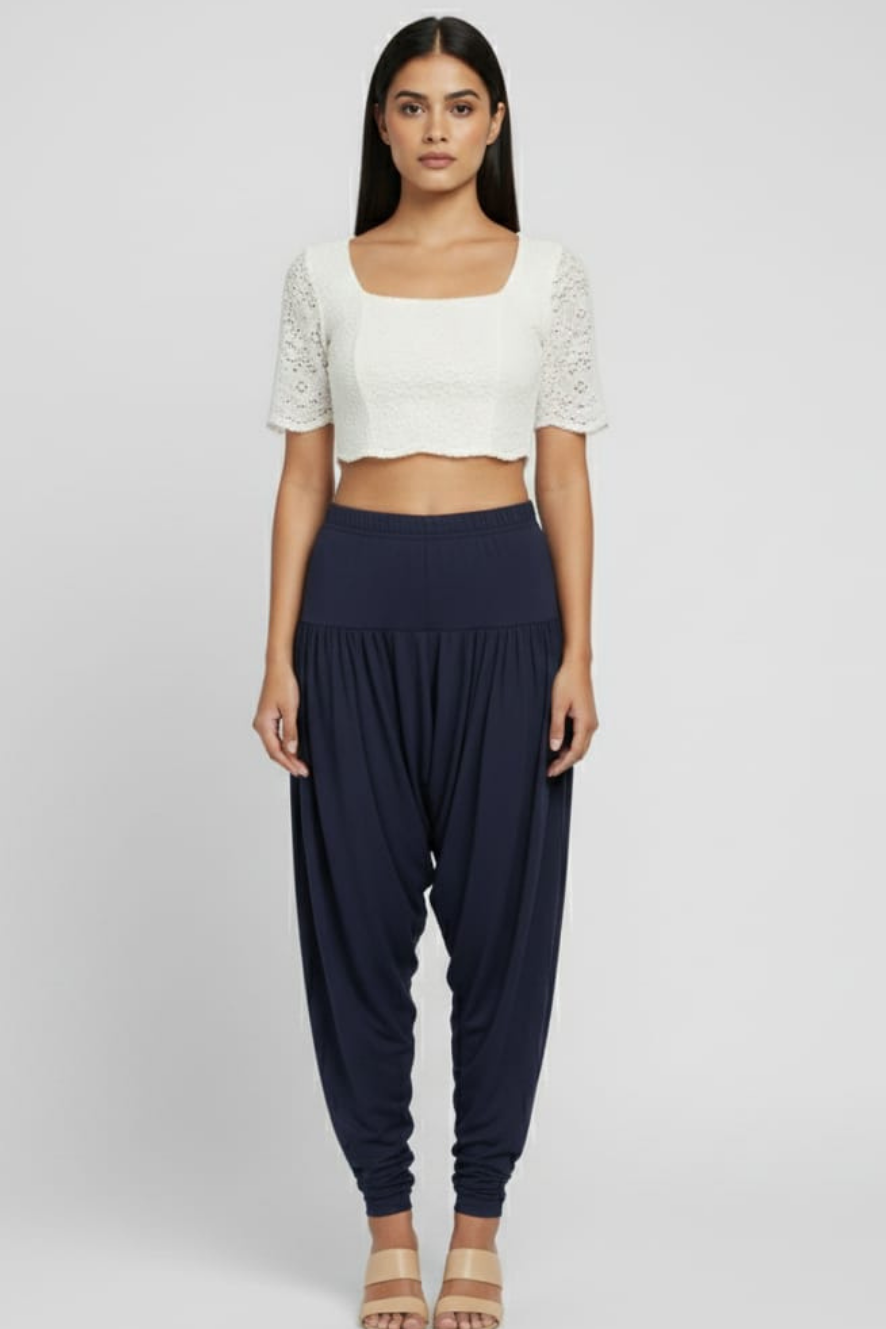 Navy Blue Viscose Plain Dhoti