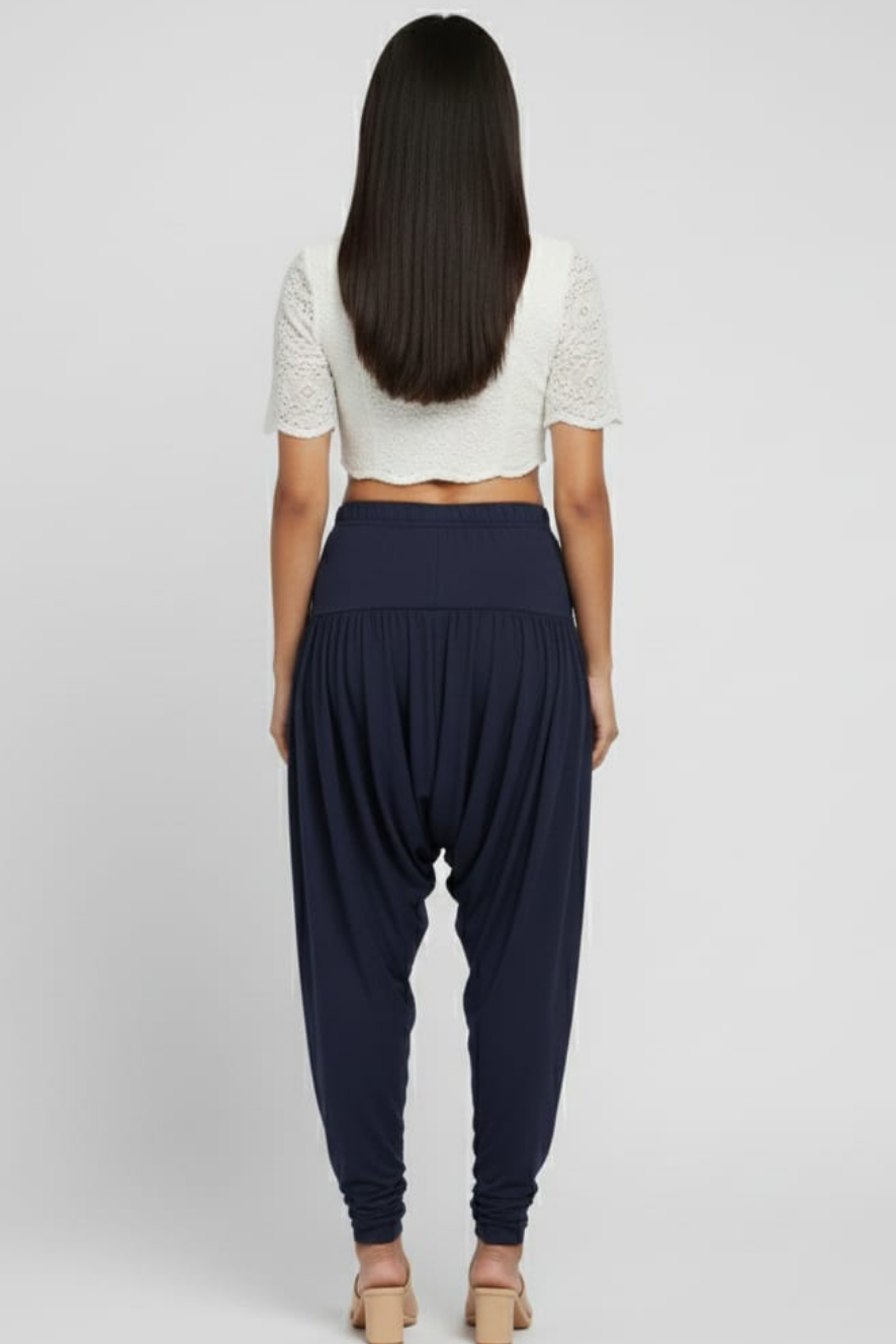 Navy Blue Viscose Plain Dhoti