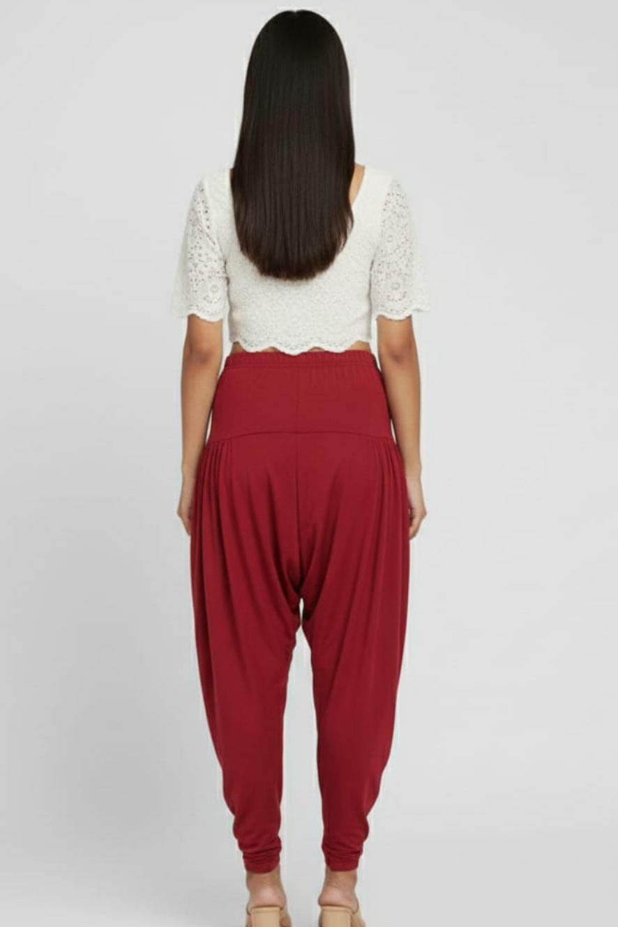 Maroon Viscose Plain Dhoti