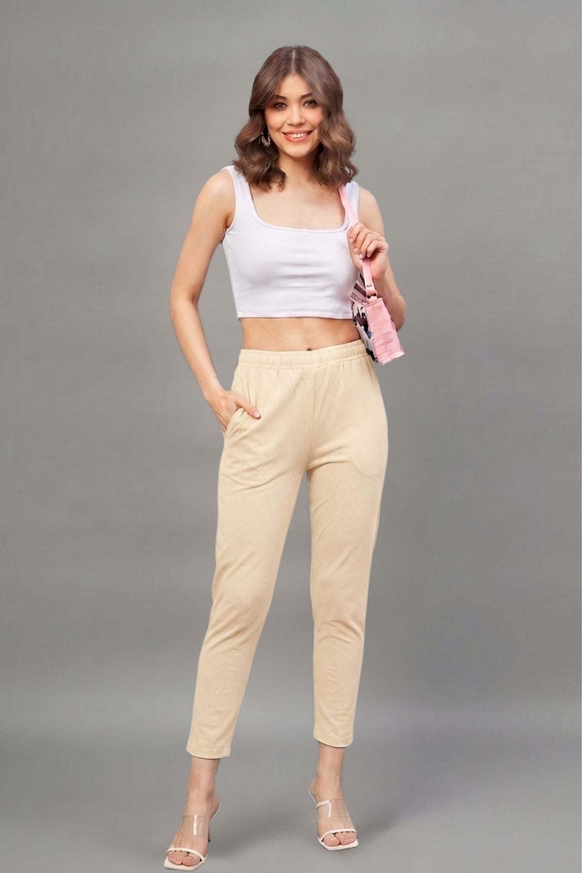 Skin Colour Straight Pant