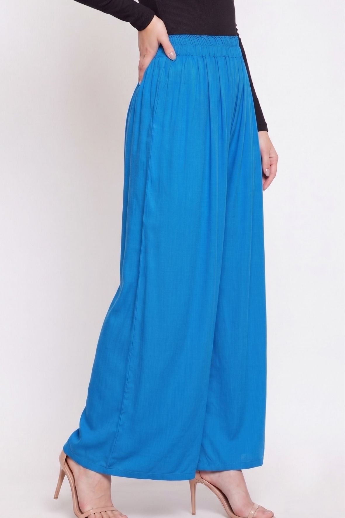 Sky Blue Plain Rayon Palazzo