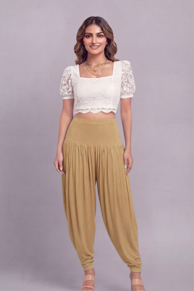 Beige Viscose Plain Dhoti