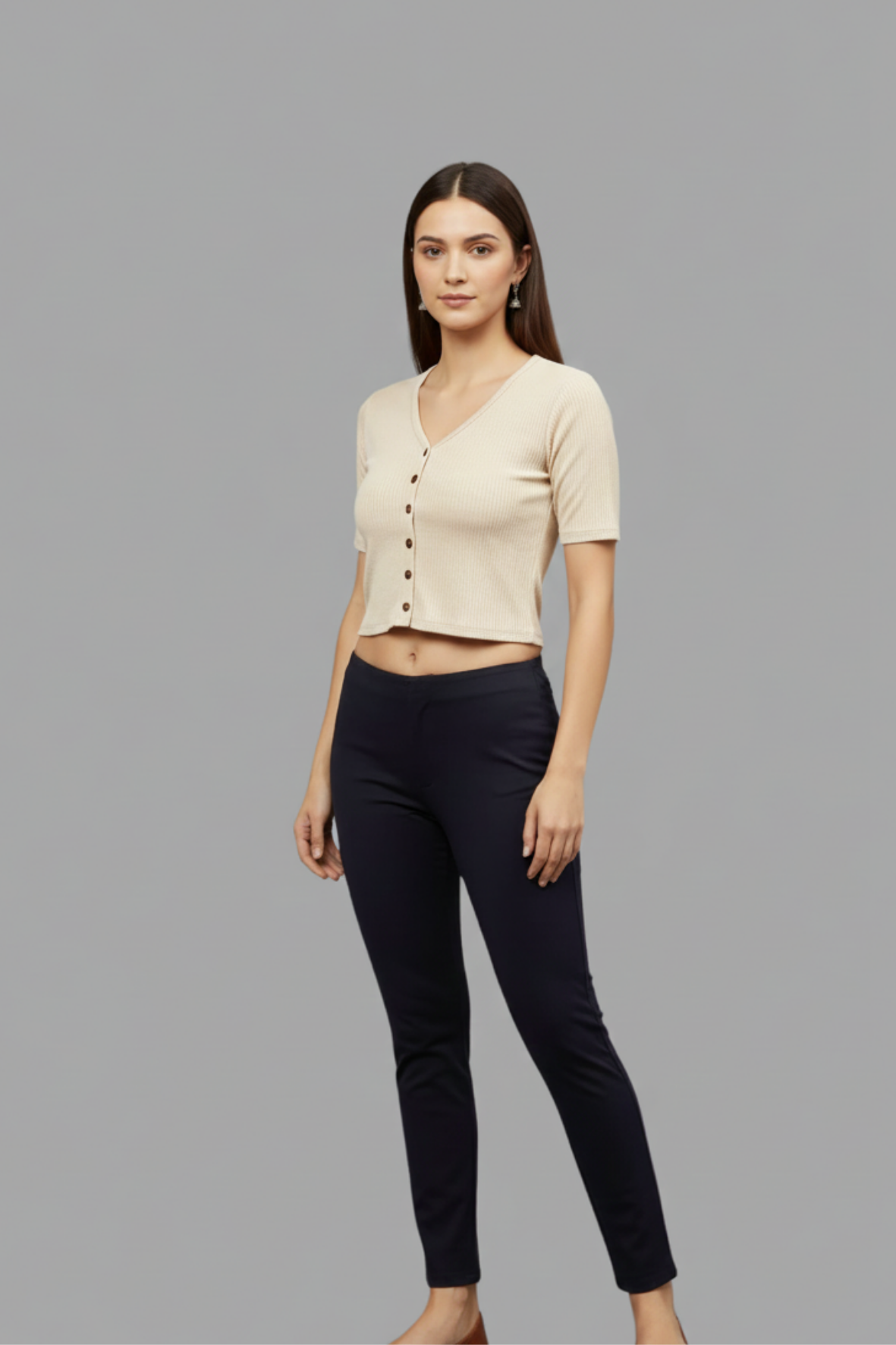 Cream Fukuro Crop Top for Women