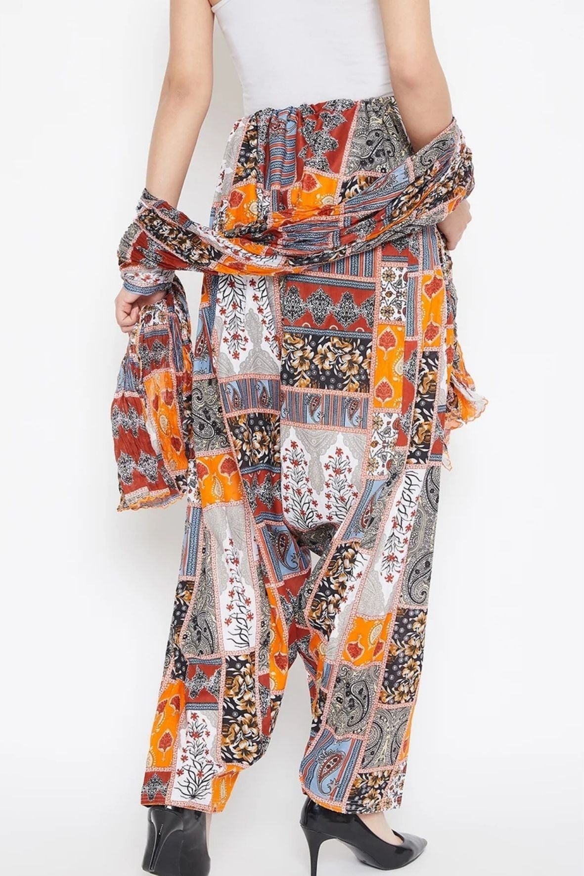 Patch work Printed Cotton Patiala with Dupatta