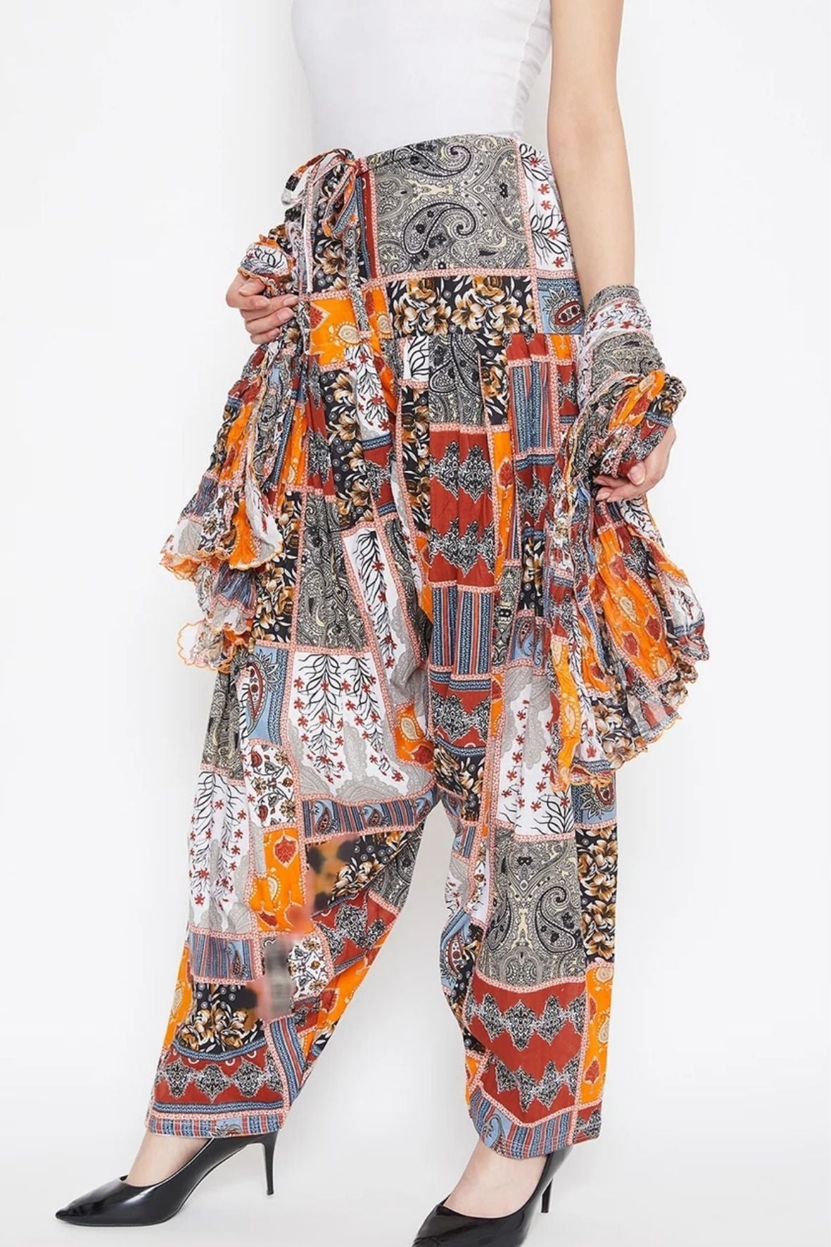Patch work Printed Cotton Patiala with Dupatta