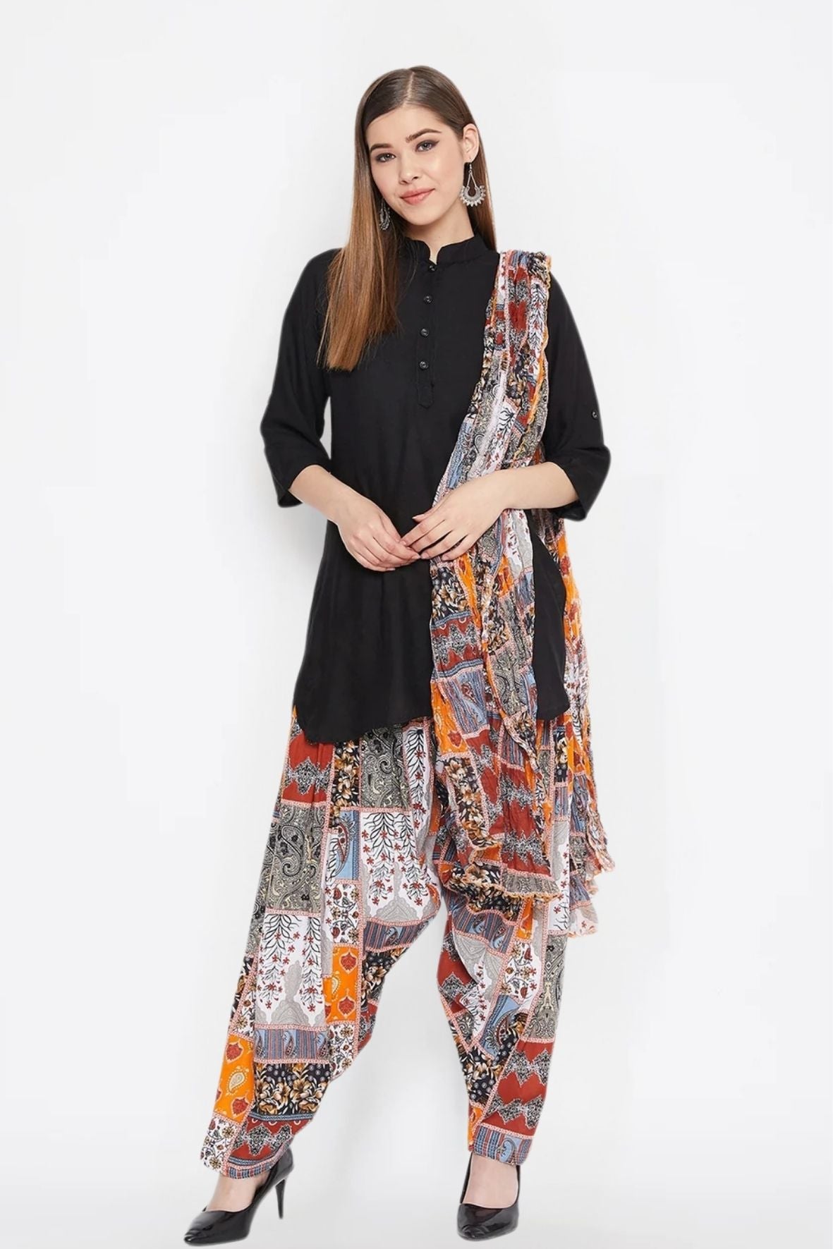 Patch work Printed Cotton Patiala with Dupatta